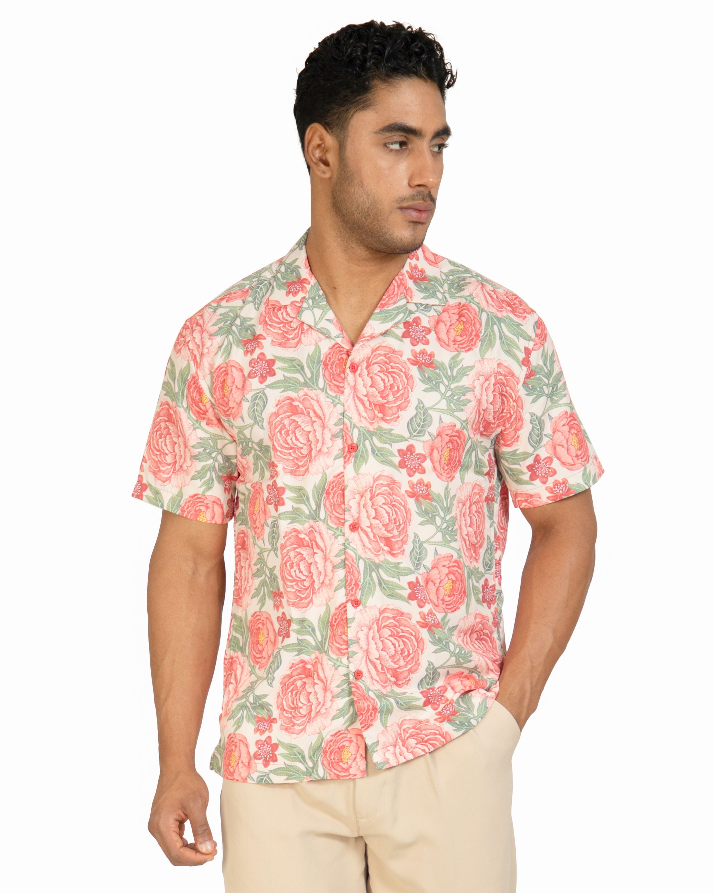 "Men Rose Garden Half Sleeve Shirt"
